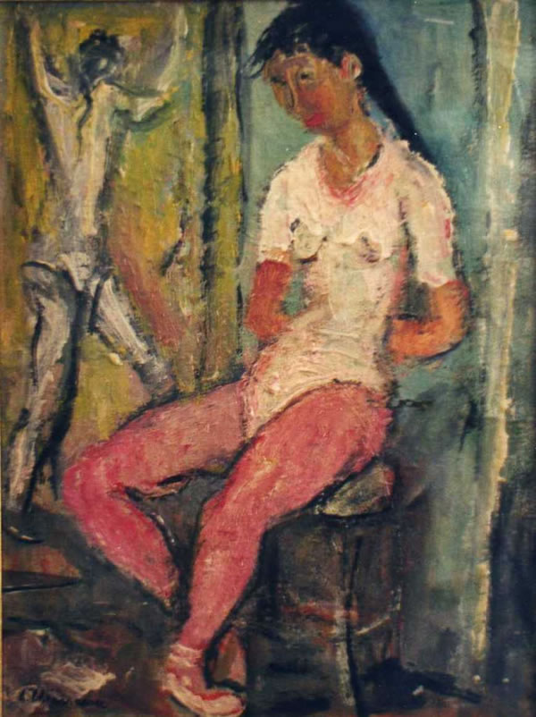 Ballerine, sd 1955-’60, olio su cartone telato, cm 40x30, Napoli, collezione Amodeo